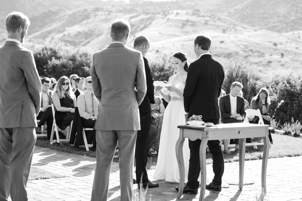 Ellery reads her vows during her Manor House Wedding on June 26, 2016, in Littleton, Colorado.