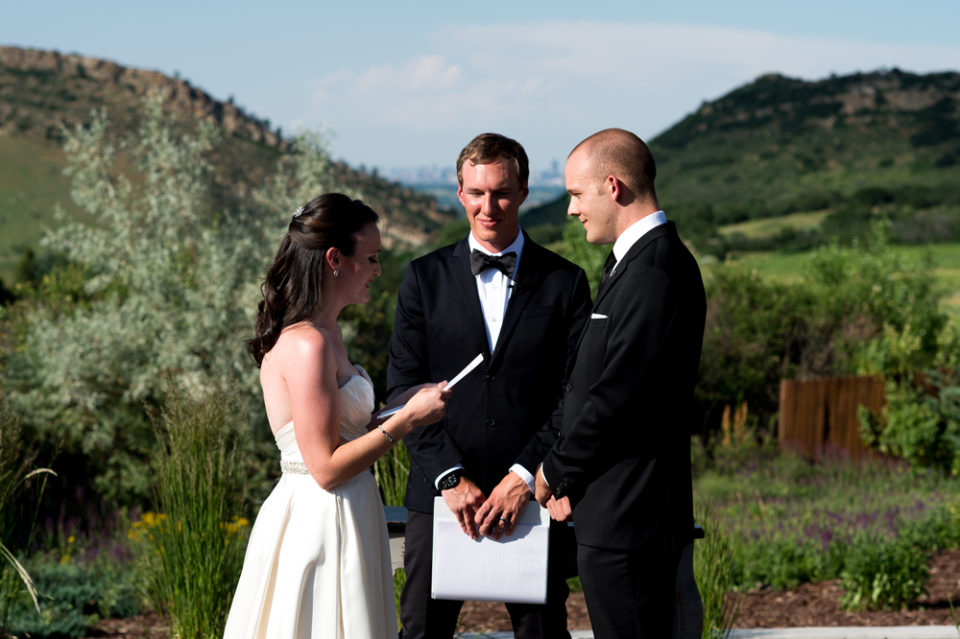 Ellery reads her vows to Kevin during their Manor House Wedding on June 26, 2016, in Littleton, Colorado.