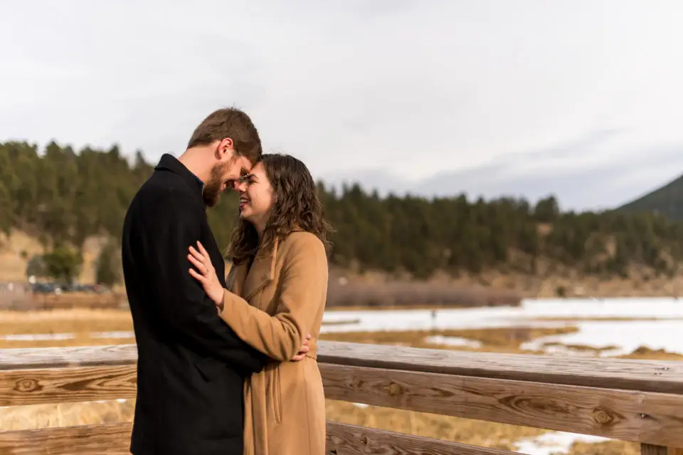 Evergreen engagement photos at Alderfer/Three Sisters Park and Evergreen Lake in Evergreen, Colorado.