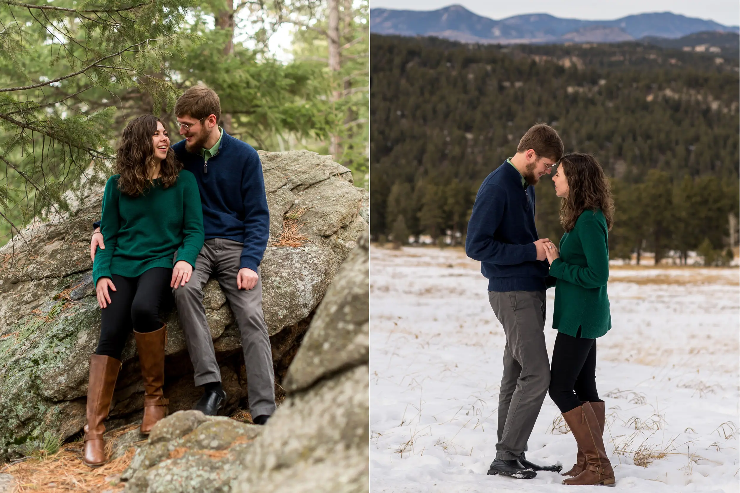 Evergreen engagement photos at Alderfer/Three Sisters Park and Evergreen Lake in Evergreen, Colorado.