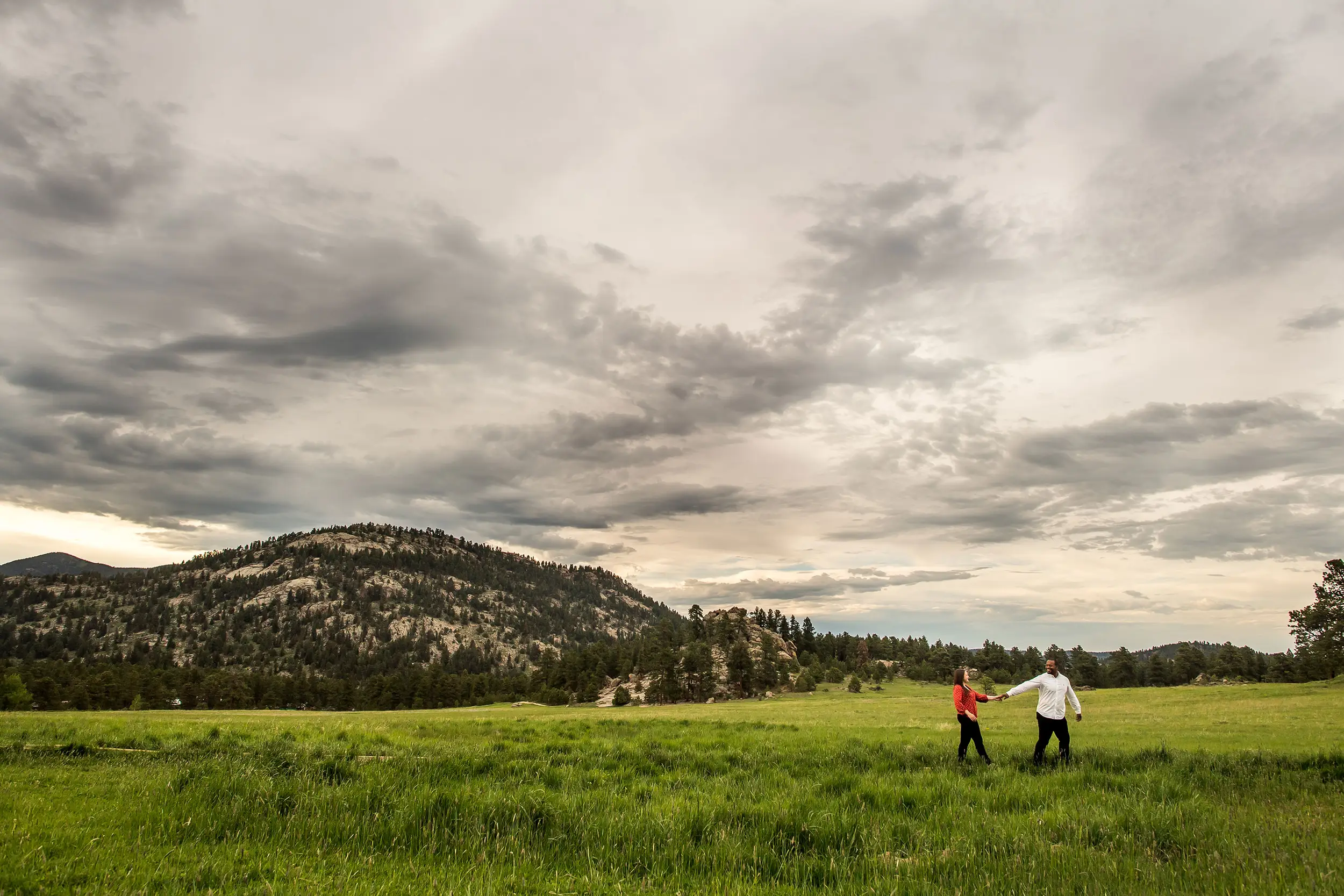 Three Sisters Park Evergreen engagement photos with Jenny and Dom.