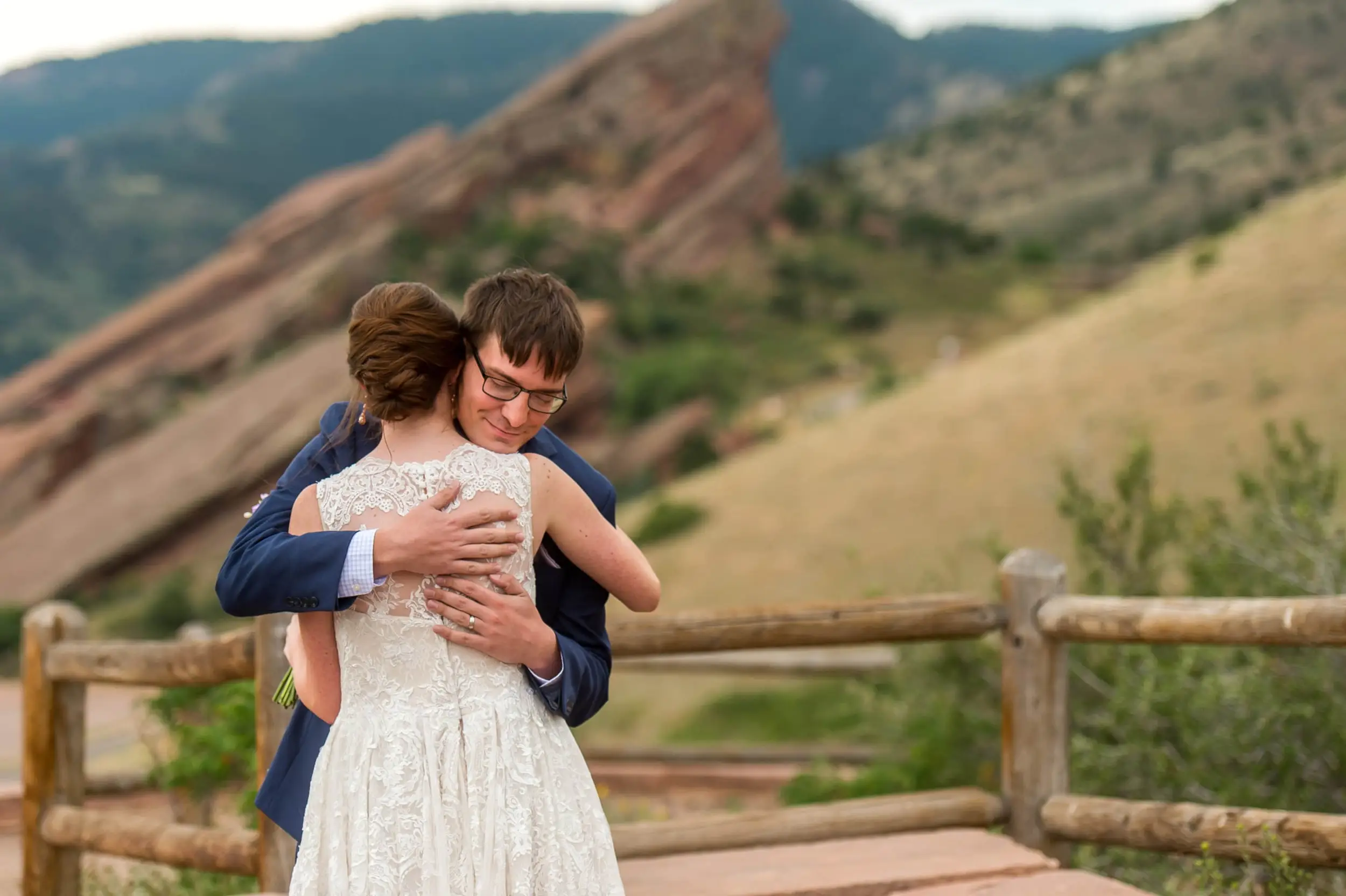 Red Rocks wedding photos at Red Rocks Park and Amphitheater in Denver, Colorado, with Stacy and Andrew.