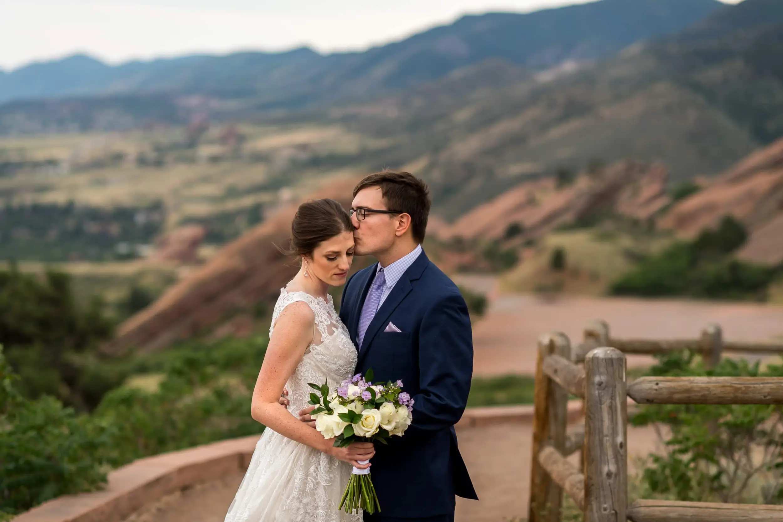 Red Rocks wedding photos at Red Rocks Park and Amphitheater in Denver, Colorado, with Stacy and Andrew.
