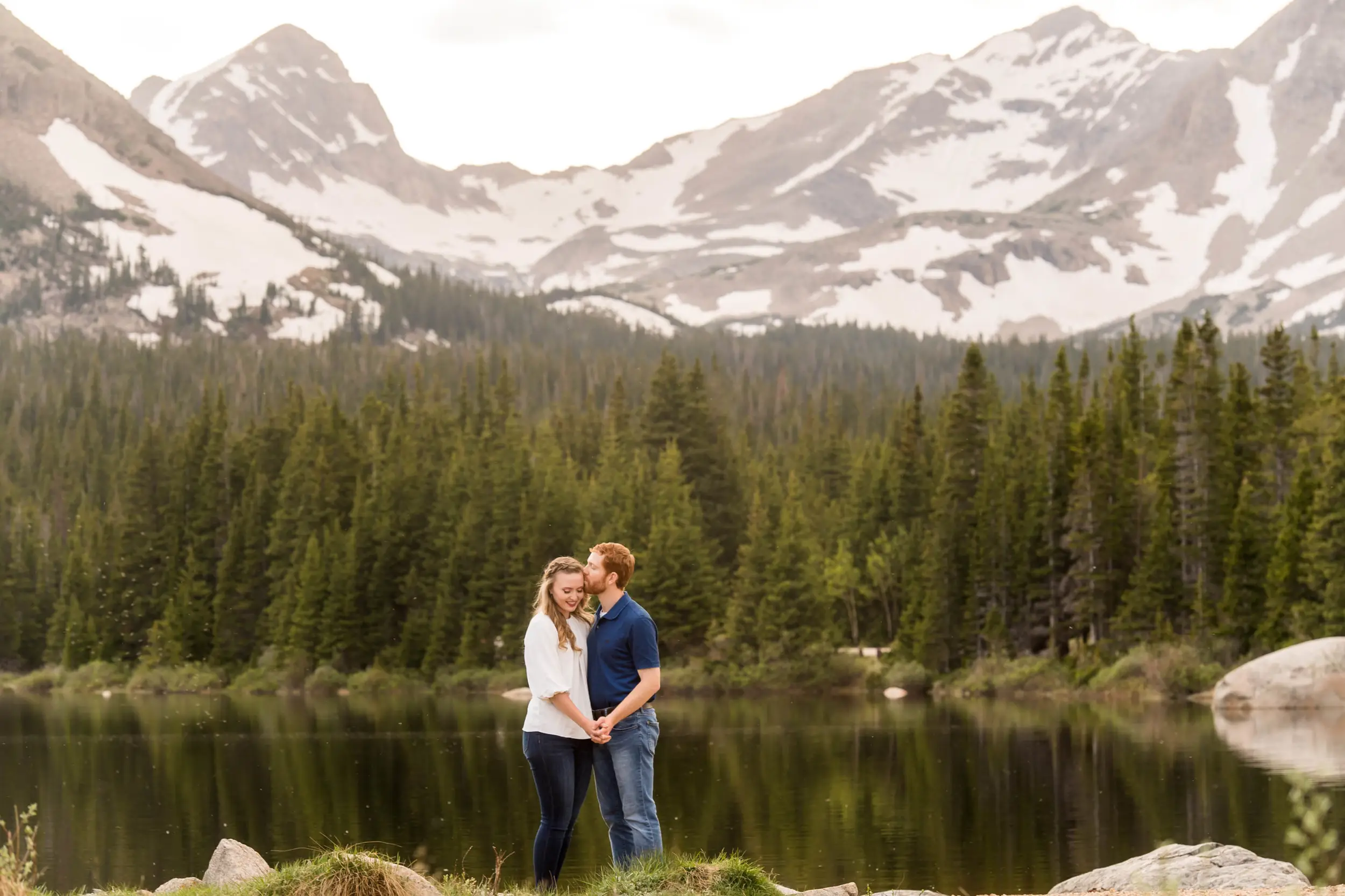 Brainard Lake engagement photos in Boulder County, Colorado, in the spring and summer.