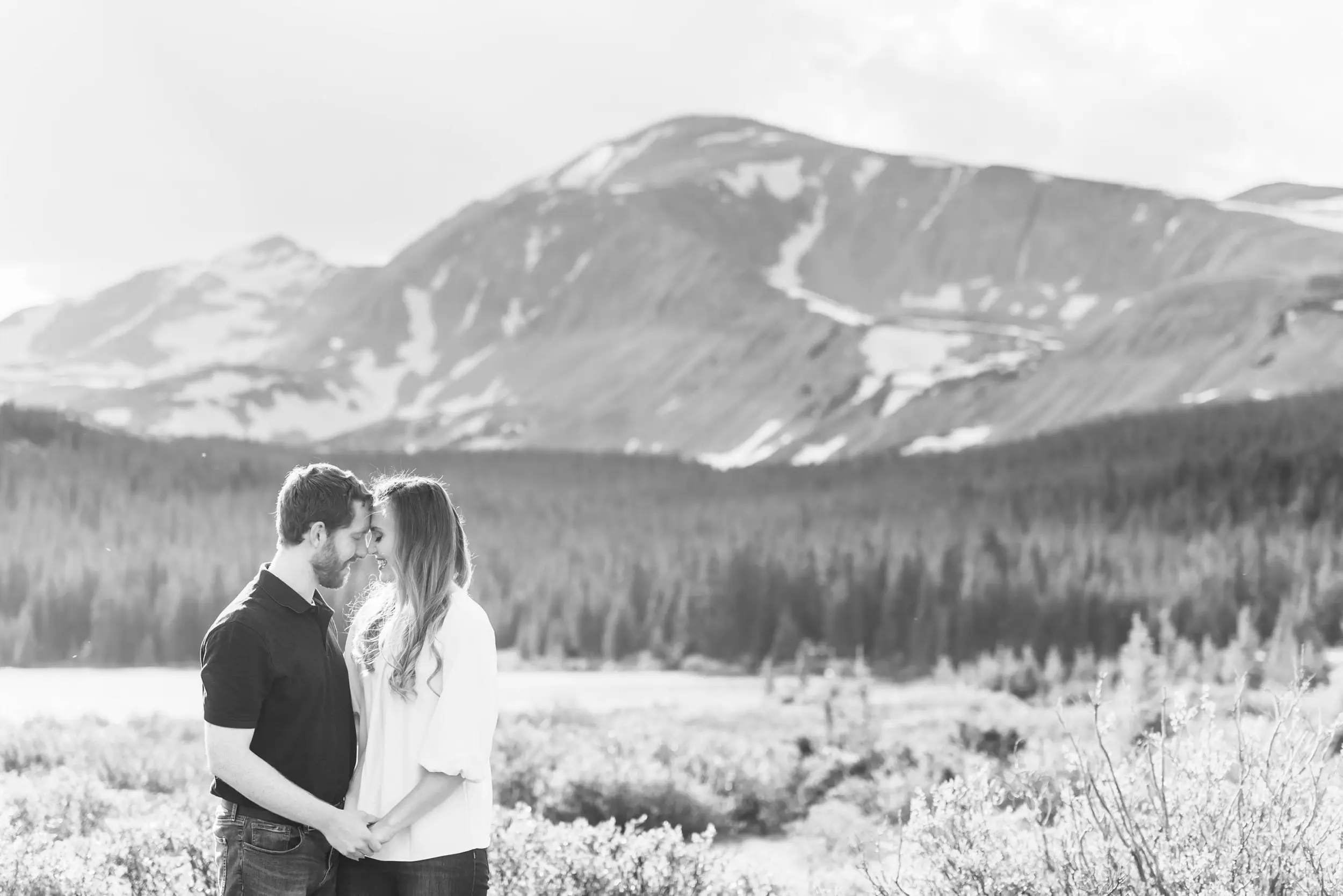 Brainard Lake engagement photos in Boulder County, Colorado, in the spring and summer.