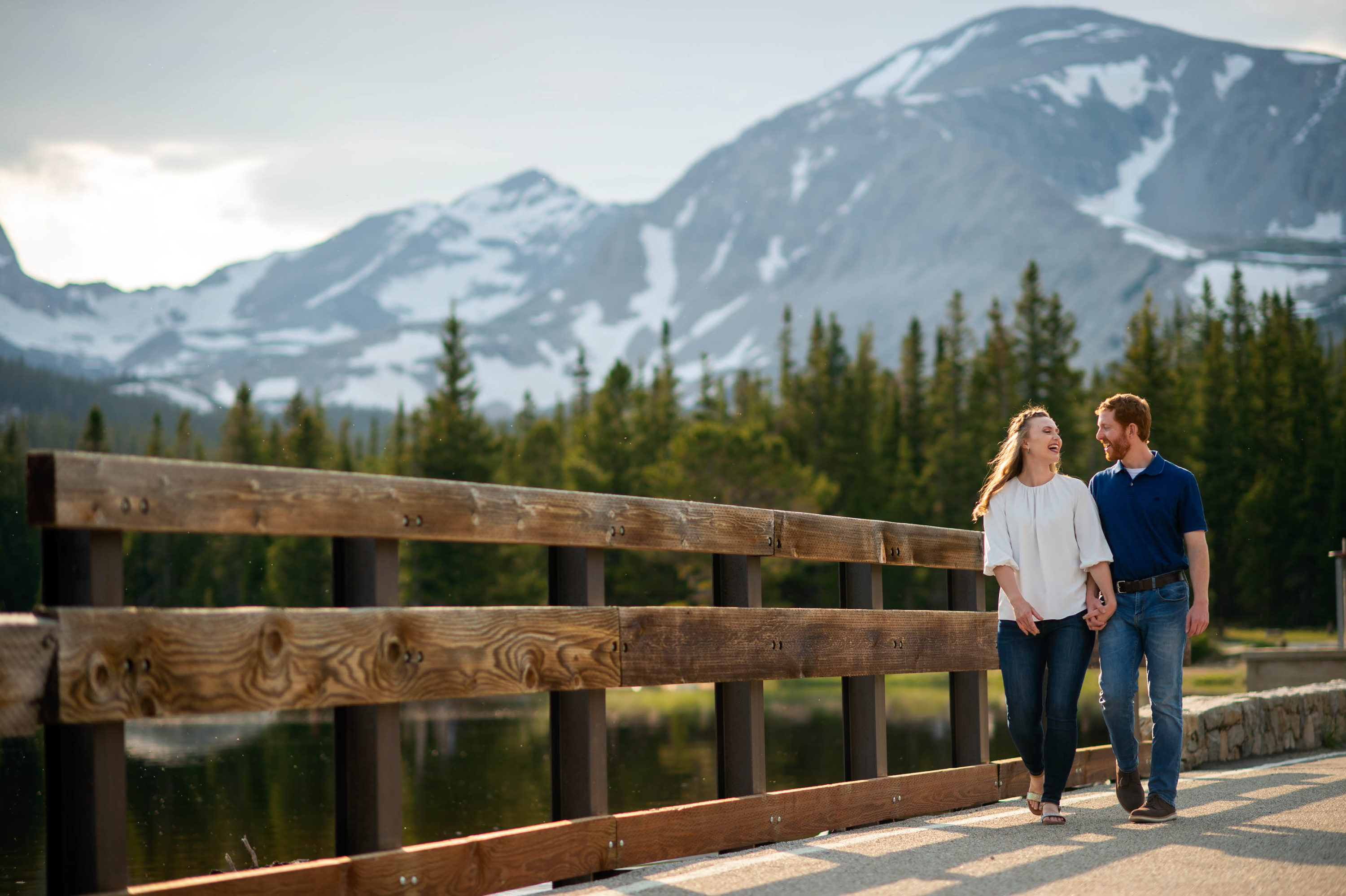 Brainard Lake engagement photos in Boulder County, Colorado, in the spring and summer.