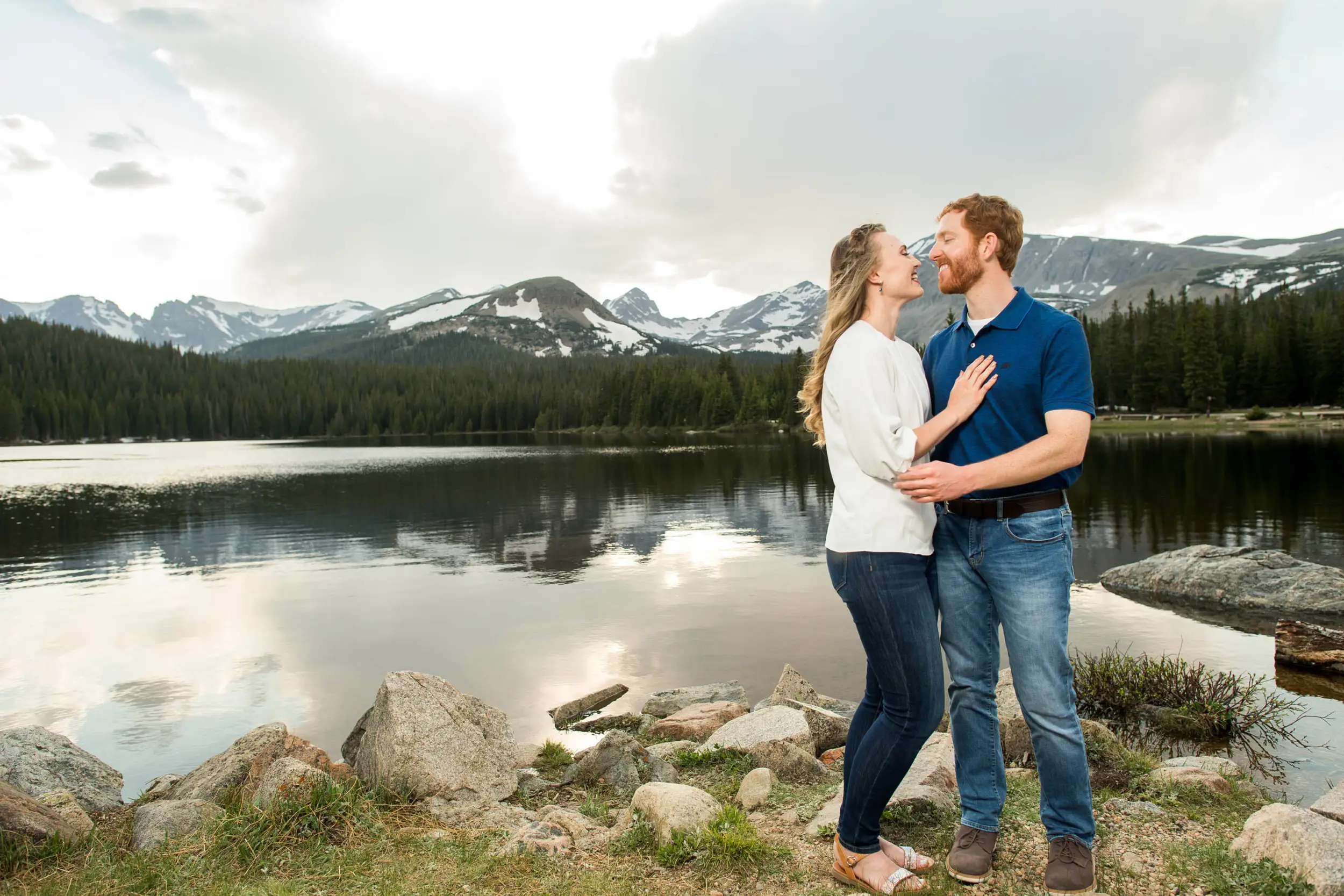 Brainard Lake engagement photos in Boulder County, Colorado, in the spring and summer.