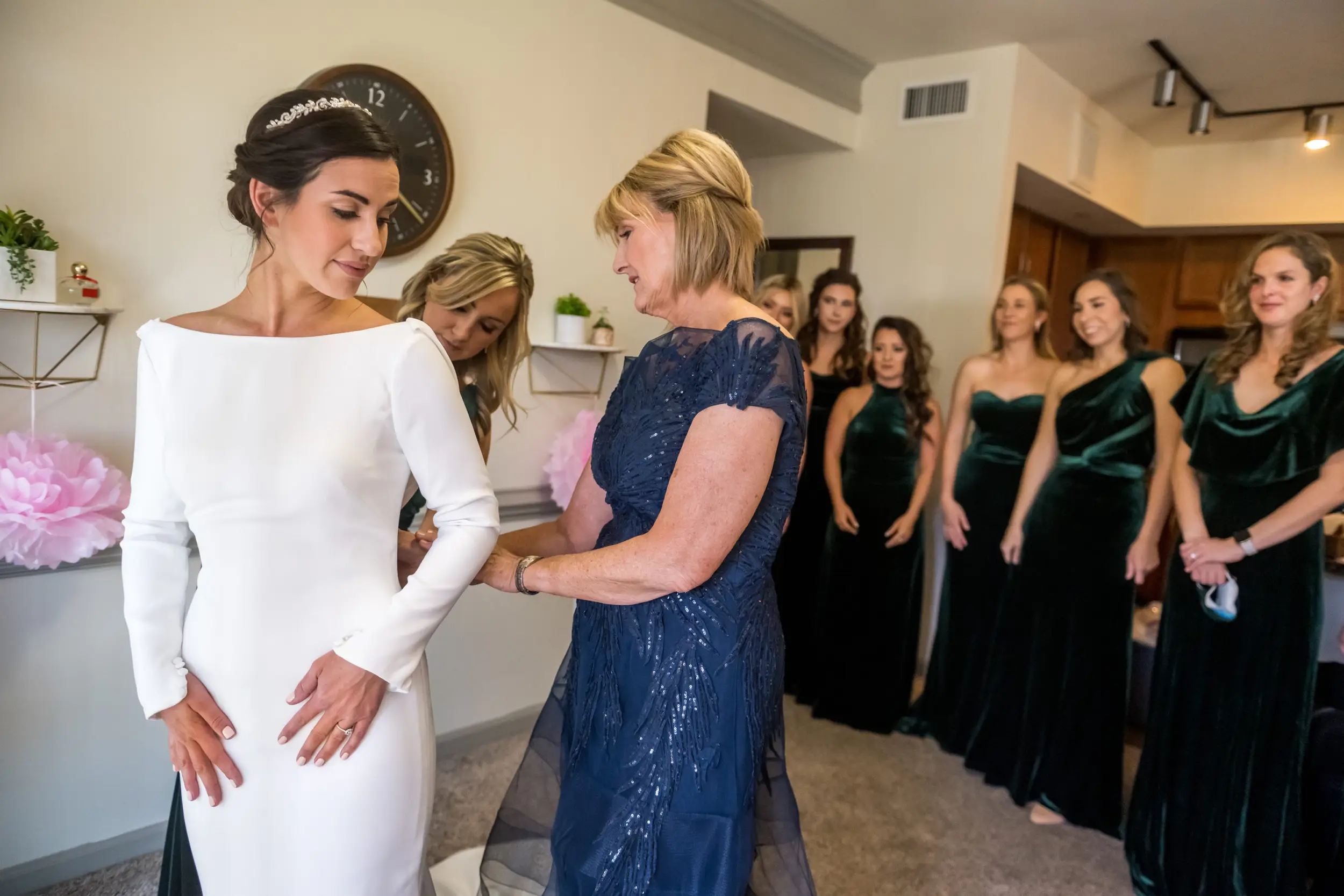 Bride prepares for Holy Ghost Church Denver wedding Mass in Denver, Colorado.