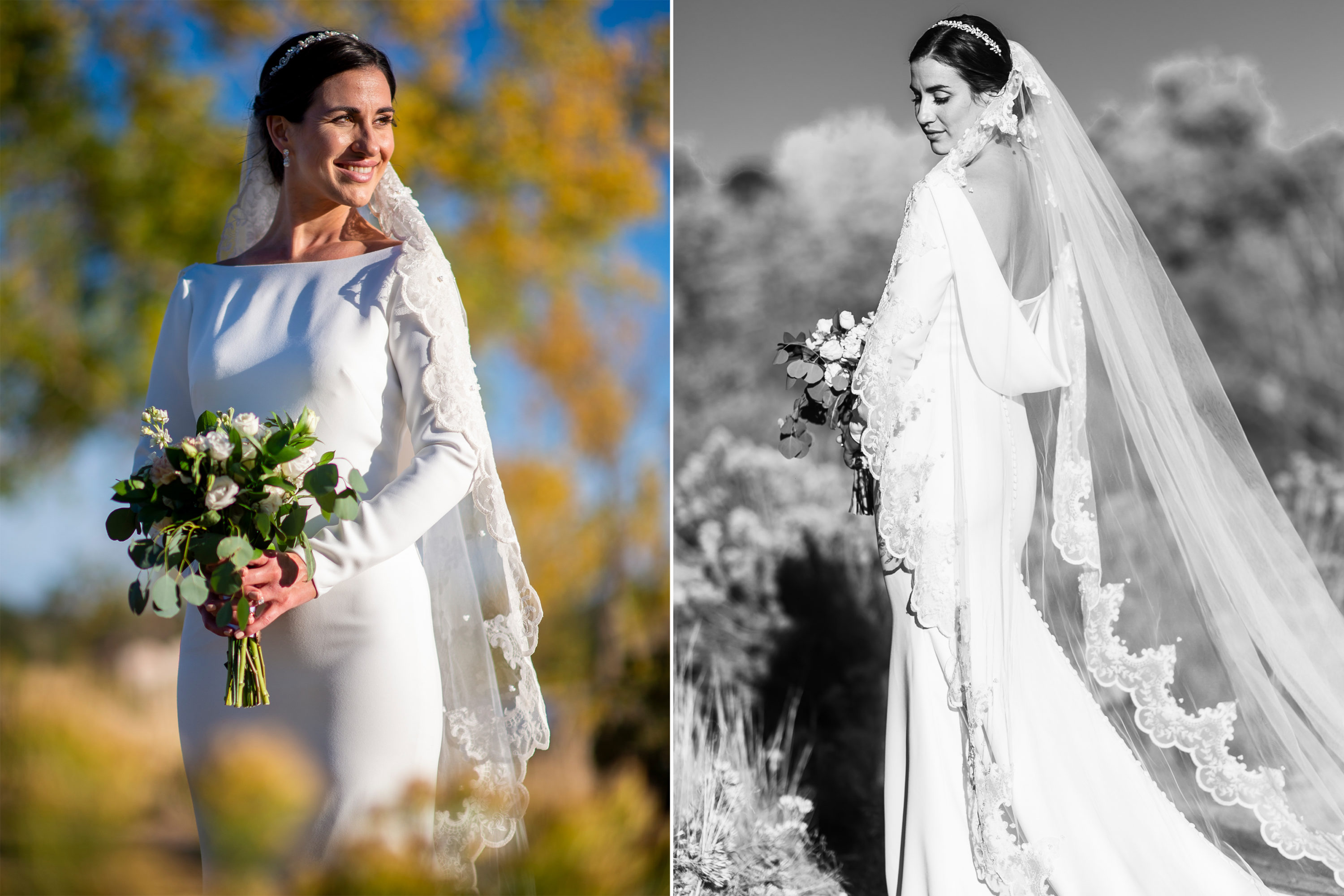 Bride poses during wedding photo portraits at Belmar Park in Lakewood, Colorado.