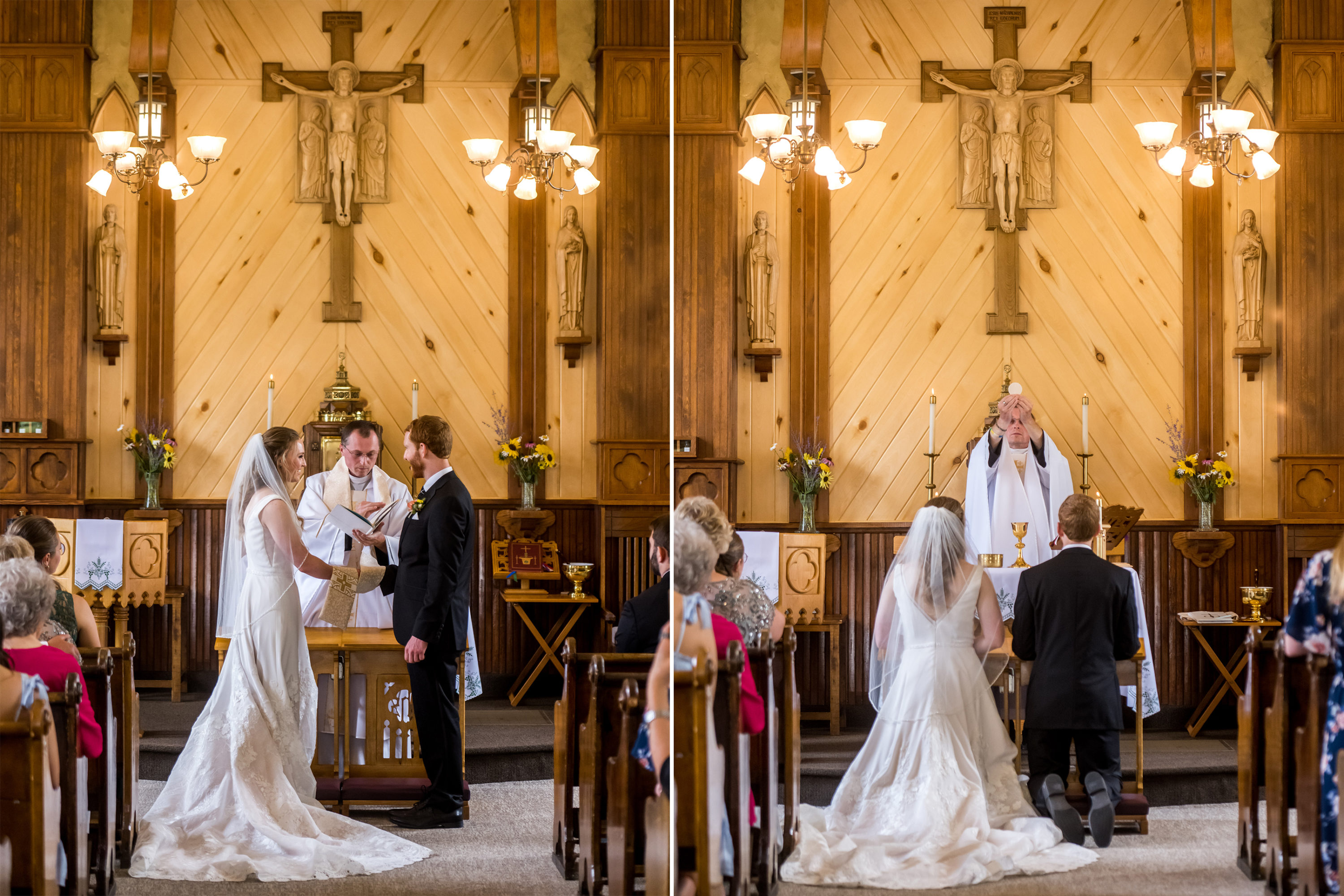 Bride and groom are married during a St. Patrick's Church Telluride wedding in Telluride, Colorado.