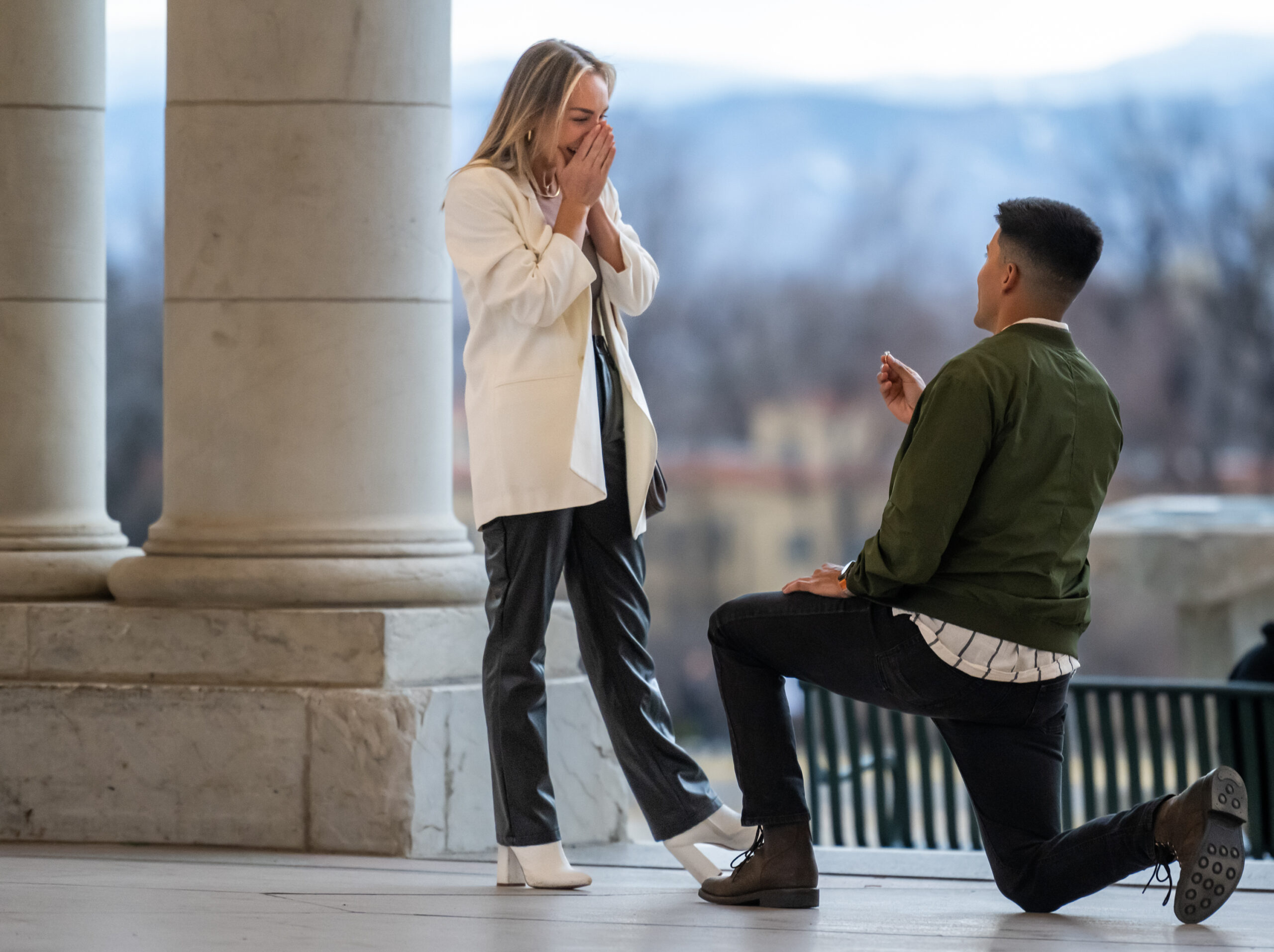 Nick proposes to Codi during a Cheesman Park secret proposal in Denver, Colorado.